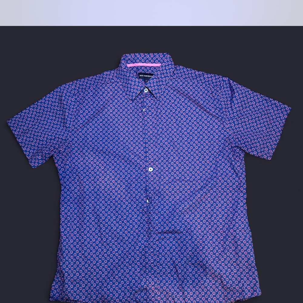 Elegant Blue and Pink Patterned Men's Shirt